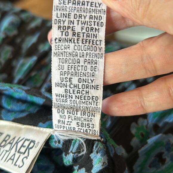 LIz Baker Vintage Womens Skirt One Size Blue Paisley Maxi Boho Hippie - Picture 7 of 7